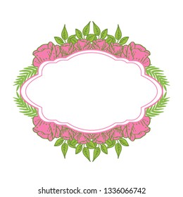 Vector illustration drawing pink flower frames blooms hand drawn