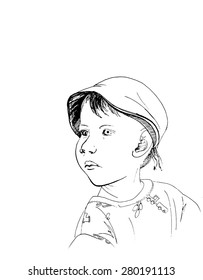 Vector illustration of drawing portrait of a boy sketch
