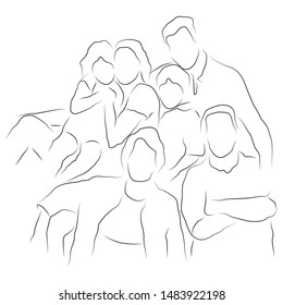vector illustration drawing for the portrait of a family group