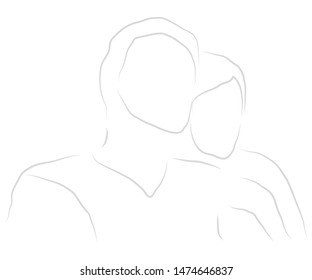 vector illustration drawing for the portrait of a happy romantic couple with white background