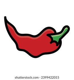 Vector illustration of drawing of a red chili pepper. Spicy seasoning.