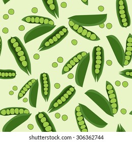 Vector illustration. Drawing. Seamless pattern of many green peas