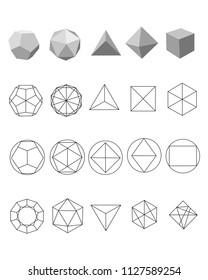 Vector illustration or drawing of some geometric polygonal figures