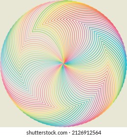 Vector illustration drawing of Spectral multicolored lines in circle abstract pattern and textures. colrful polychrome segment