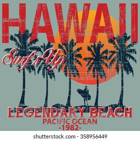 Vector illustration drawing.  summer tropical heat print. surf print vector set,wave illustration. Hawaii Surf  vector print and varsity. For t-shirt or other uses in vector.T shirt graphic