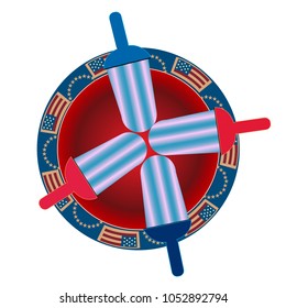 vector illustration drawing symbolizing a holiday on June 4 four popsicles on sticks lie on a plate on a white background with American symbols.