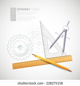 Vector illustration with drawing and drawing tools