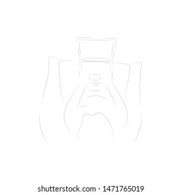 Vector Illustration Drawing For Top Down View Of The Person Typing On A Laptop With A White Background