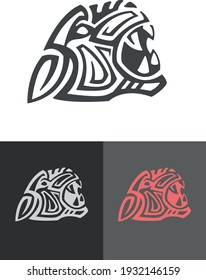 Vector illustration or drawing of a tribal jaguar face