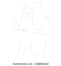 vector illustration drawing for two business workers with a white background