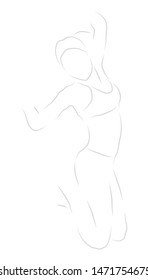vector illustration drawing for weight loss fitness woman jumping with a white background