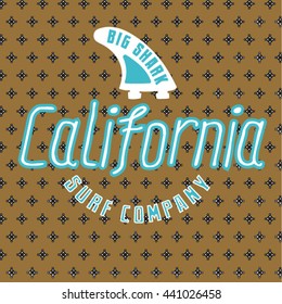 vector illustration drawing.california surf beach.