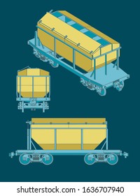 Vector illustration of drawings of a Grain Hopper Wagon