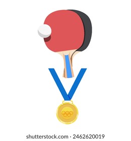 vector, illustration, drawings, sports, tennis, ping pong, ping pong medal for first place, EPS10