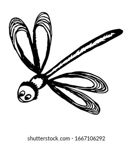 
Vector illustration. Drawn abstract dragonfly insect on a white background.