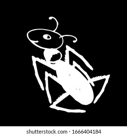 
Vector illustration. Drawn abstract insect ant on a black background.