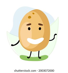 Ilustración vectorial con patatas marrones dibujadas con mangos y un bozal.