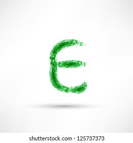 Vector illustration drawn by hand letter. Grunge green grass wave.