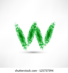 Vector illustration drawn by hand letter. Grunge green grass wave.