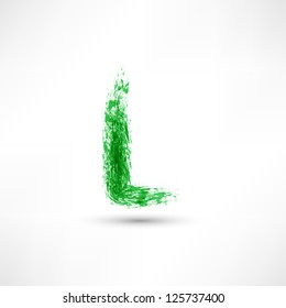 Vector illustration drawn by hand letter. Grunge green grass wave.