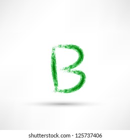 Vector illustration drawn by hand letter. Grunge green grass wave.