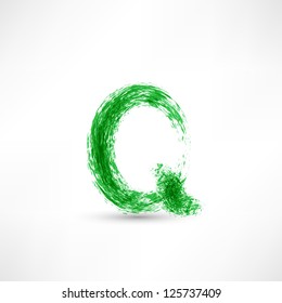 Vector illustration drawn by hand letter. Grunge green grass wave.