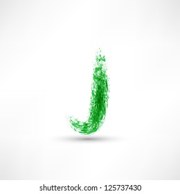 Vector illustration drawn by hand letter. Grunge green grass wave.