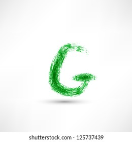 Vector illustration drawn by hand letter. Grunge green grass wave.