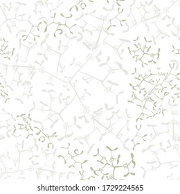 Vector illustration drawn by hand on a graphic tablet. Seamless pattern - mistletoe on a white background.
