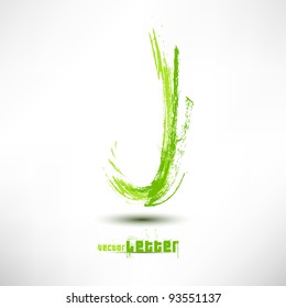 Vector illustration drawn by hand letter. Grunge green grass wave.