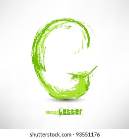 Vector illustration drawn by hand letter. Grunge green grass wave.