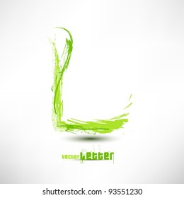 Vector illustration drawn by hand letter. Grunge green grass wave.