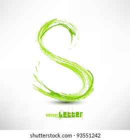 Vector illustration drawn by hand letter. Grunge green grass wave.