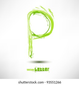 Vector illustration drawn by hand letter. Grunge green grass wave.