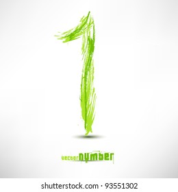 Vector illustration drawn by hand letter. Grunge green grass wave.