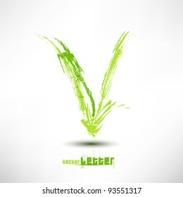 Vector illustration drawn by hand letter. Grunge green grass wave.