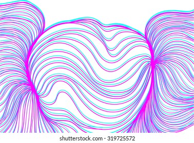 Vector illustration drawn of many abstract lines of violet lilac purple or blue colors on white background