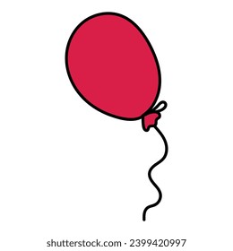 Vector illustration of a drawn red balloon.