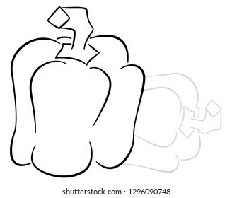 Vector illustration of a drawn yellow cartoon bell pepper