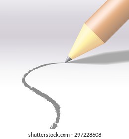 Vector illustration of draws a pencil | realistic pencil |  grey pencil | drawing the line | drawing curve | Drawing | Pencil with shadow | wooden pencil | portrayal | 