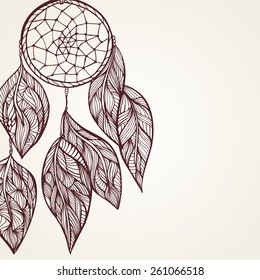 Vector illustration of dream Catcher. Doodle style