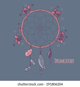 Vector illustration dream catcher. Ethnic illustration for invitation, design