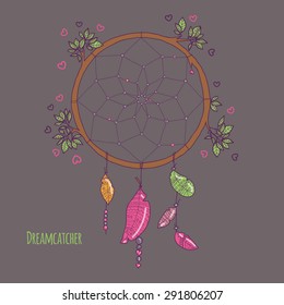 Vector illustration dream catcher. Ethnic illustration for invitation, design