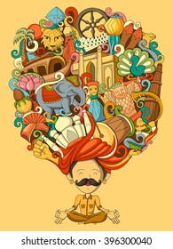 vector illustration of dream and thought of Indian man