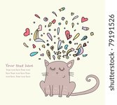 Vector illustration of dreaming cat