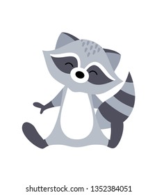Vector illustration with a dreaming raccoon. Sweet dreams. Design element for cards, packaging, posters and other uses.