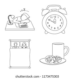 Vector illustration of dreams and night icon. Collection of dreams and bedroom stock symbol for web.