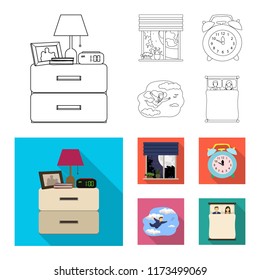 Vector illustration of dreams and night icon. Set of dreams and bedroom vector icon for stock.