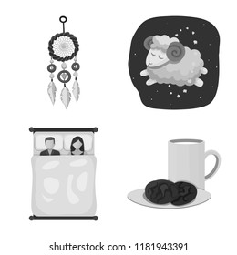 Vector illustration of dreams and night icon. Set of dreams and bedroom stock vector illustration.