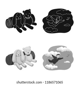 Vector illustration of dreams and night icon. Set of dreams and bedroom vector icon for stock.